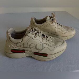 Gucci Rhyton Ivory Leather Vintage Logo Sneakers 500877 Dust Bags/Box (US 9)